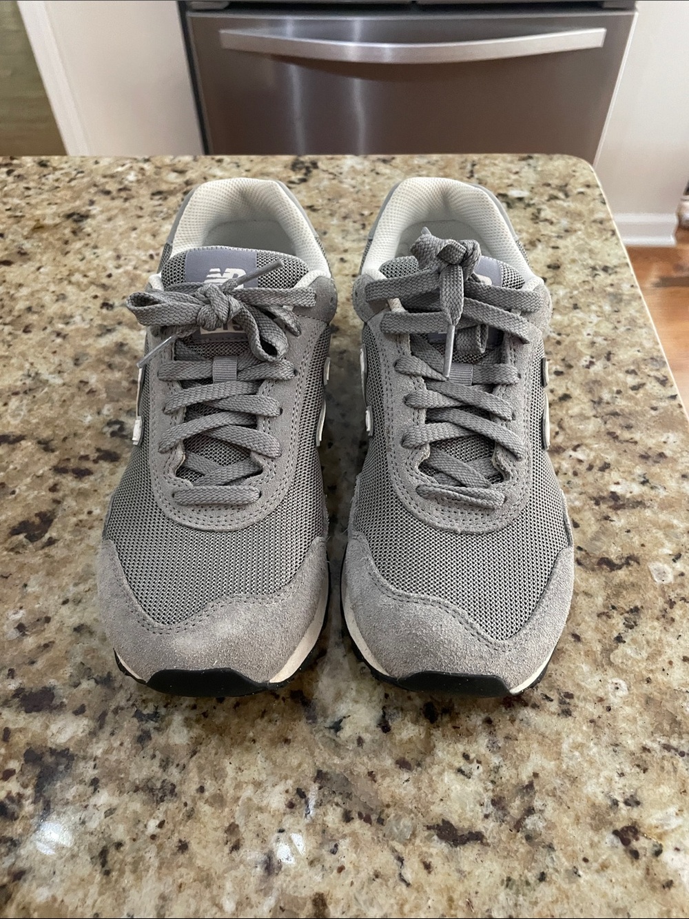 New Balance Men's Gray Mesh & Suede Sneakers